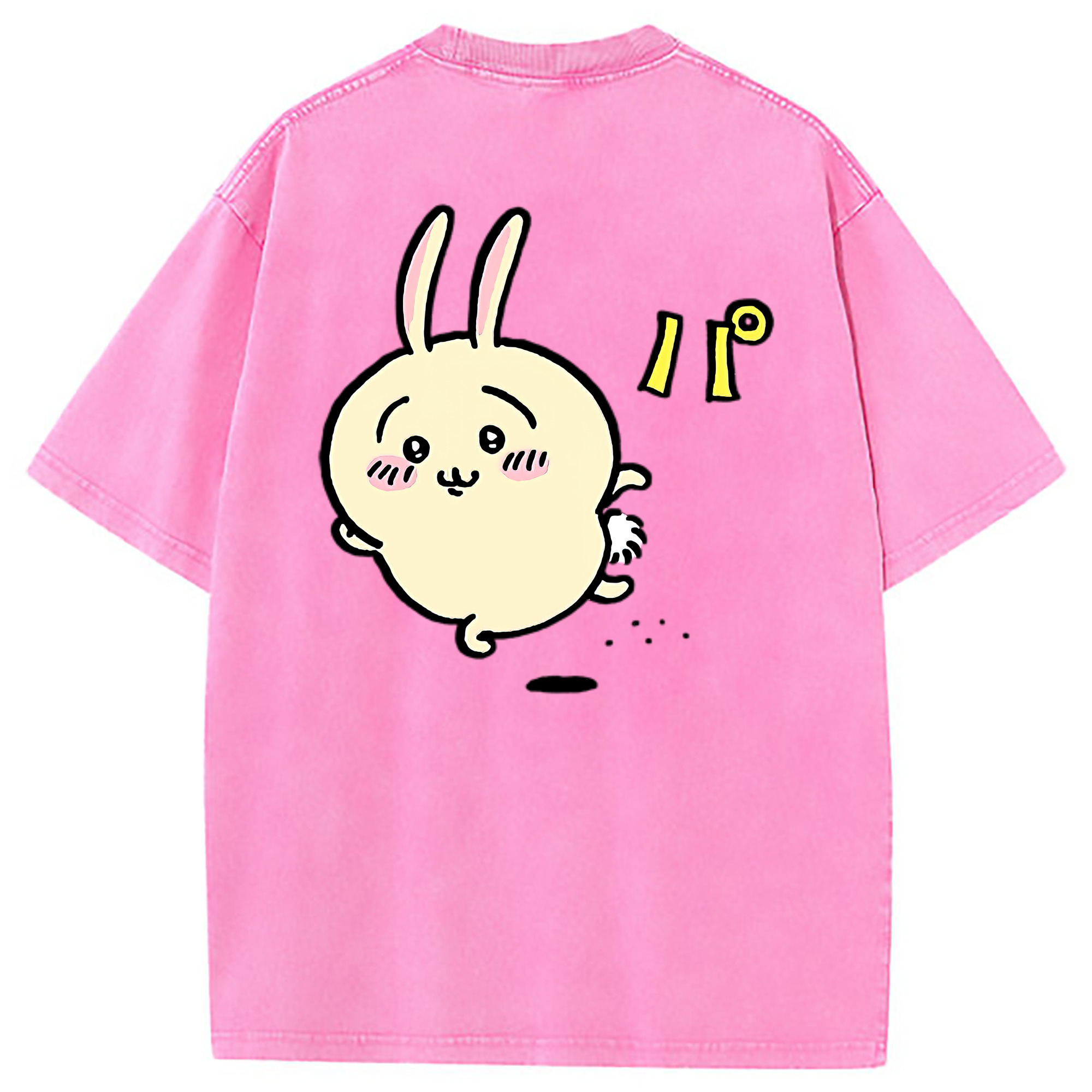 （画像用） ちいかわ うさぎ Chii-kawa usagi 綿100% ヴィンテージ風 半袖Tシャツ（背面プリント）